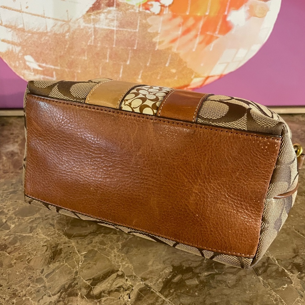 COACH Vintage Signature C Brown Mini Bag W/Tassel Upcycled Junk Gypsea Bag Chain - Picture 10 of 17